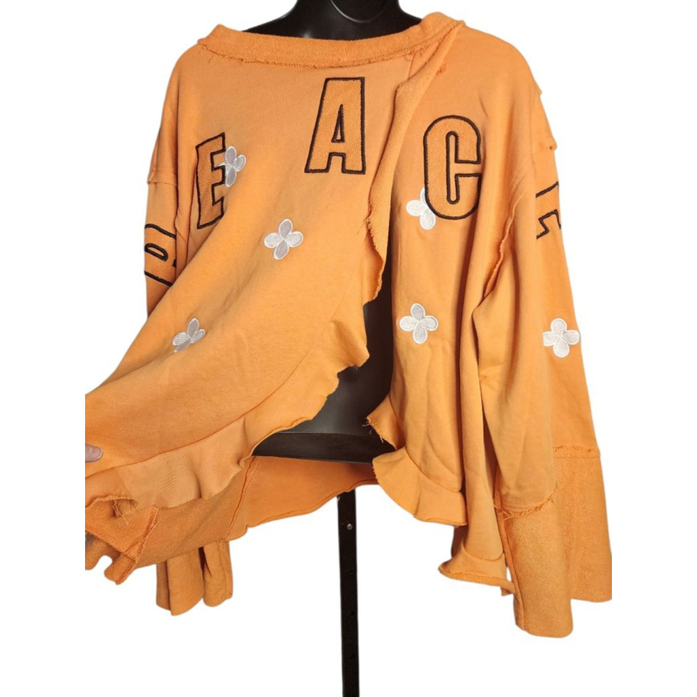 POL Orange Peace Sign Embroidered Sweatshirt Medium. NEW - Picture 5 of 7